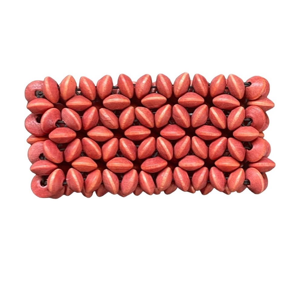 Burnt Orange Wood Bead Stretch Bracelet